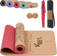 KM-Fit TPE Yoga Mat | Tapis de gymnastique avec sangle de transport | Tapis de yoga rembourré | Tapis de sport pour fitness | Rose-0