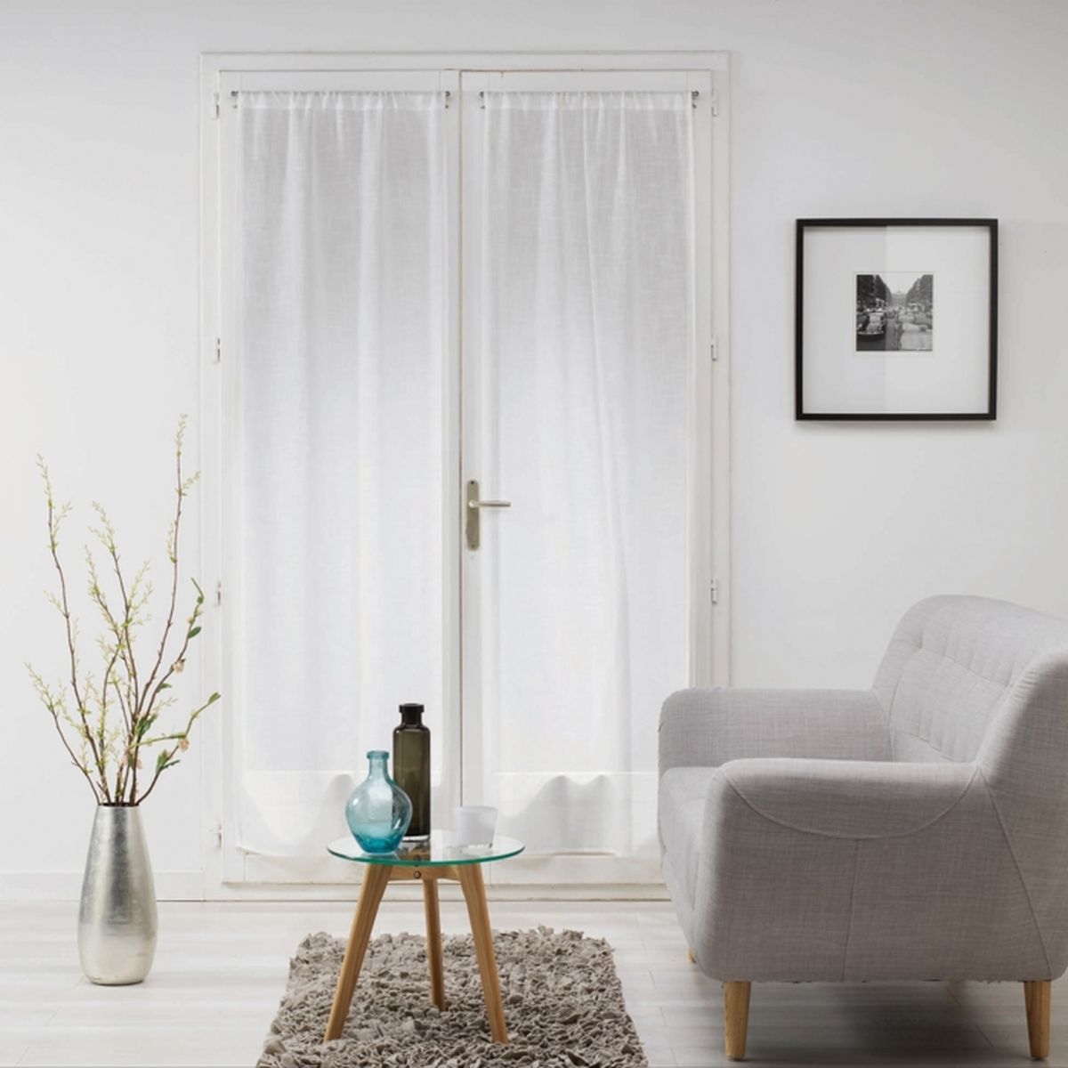 RideauDiscount Charmant Vitrage Effet Lin /à Passe Tringle 70 cm x 200 cm Style Nature Chic Uni Mate Taupe