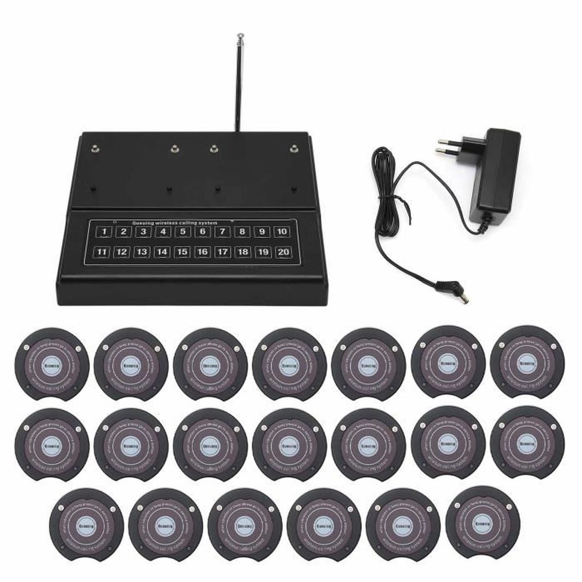 DAYTECH Système De Téléavertisseur De Restaurant, Sonnerie De Serveur, Système D'appel Longue Portée Sans Fil Pour Café, Clinique, Infirmière, Camion De Nourriture, 1 Clavier + 16 Sous-verres