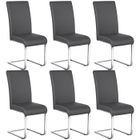 Lot de 6 Chaises de Salle à Manger en Similicuir Polyuréthane avec Pieds Métalliques en U et Haut Dossier, Gris Foncé YAHEETECH