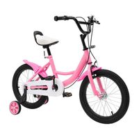 Vélo pour Enfant 16" - Rose - avec roue auxiliaire amovibles, Pneus en Caoutchouc, Siège réglable - Cadre en acier carbone