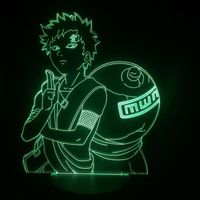 Naruto Gaara 3D Night Light Lampe de bureau LED télécommandée à sept couleurs