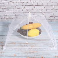 2 PCS (Blanc) Portable Alimentaire Parapluie Tente Ménage Pliable Alimentaire Repas Légumes Fruits Couverture Tente Maille Net