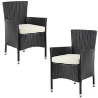 Set de 2 chaises de jardin en polyrotin 88 x 59 x 59 cm noir Fauteuils avec coussins 7 cm Mobilier de jardin extérieur