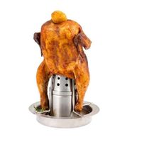grill à poulet bremermann avec récipient à arôme, rôtissoire à poulet, support à poulet en acier inoxydable (1)