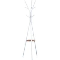 HOMCOM Porte-manteau trépied design contemporain branches étagère + 9 patères dim. 45L x 45l x 180H cm métal blanc