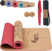 KM-Fit TPE Yoga Mat | Tapis de gymnastique avec sangle de transport | Tapis de yoga rembourré | Tapis de sport pour fitness | Rose