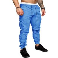 Pantalon de Travail Cargo pour Homme Ete Long Pantalon avec Multi Poche Cargo Pantalon Cordon - Bleu 2 GOGUQ