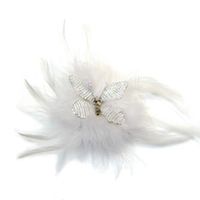 Broche fleur - pince cheveux  mariage plumes diamètre 11cm - blanc - RC004818