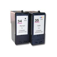 vhbw 2x cartouches rechargée pour Lexmark X3530, X3550, X4530, X4550, X5070, X5075, X5250, X5270 imprimante - Set noir, CMY