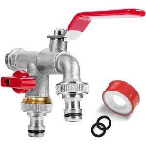 iEago RC Robinet Double Machine a Laver 2 Voies Y-Distributeur avec 2 PCS Adaptateur de raccord de Tuyau de 3//4 Pouces Robinet Exterieur Jardin Double en Laiton pour l/'irrigation de Jardin Voitures