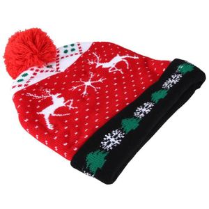 Qpout Chapeau de Noël LED Light UP Bonnet Bonnet Bonnet dhiver Bonnet de Neige de Noël Accessoires Cadeaux de Noël Décor Wapiti pour Enfants Adultes