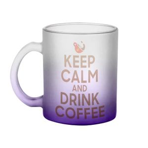 MUG - TASSE - MAZAGRAN Mug en Verre Violet - Keep Calm and Drink Coffee P