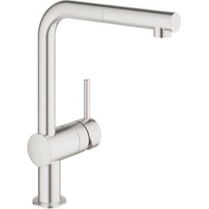 ROBINETTERIE SDB Mitigeur évier GROHE Minta 32168DC0 - Douchette extractible - Bec L - Supersteel