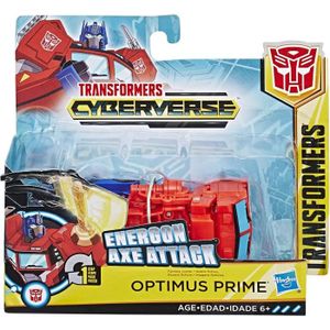 FIGURINE - PERSONNAGE Coffret Transformers Cyberverse Camion Optimus Prime 10 cm Set Robot Transformable Energon Axe Attack 1 Carte offerte Nouveaute