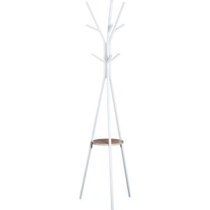 PORTE-MANTEAU HOMCOM Porte-manteau trépied design contemporain branches étagère + 9 patères dim. 45L x 45l x 180H cm métal blanc