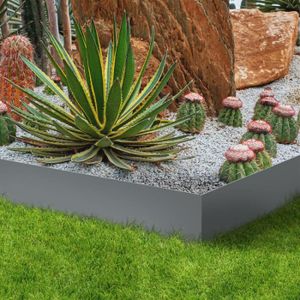 BORDURE ID MARKET - Bordurette de jardin x5 acier gris anthracite flexible L.5 x H. 0,14M