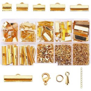 Sharplace Lot 200pcs Tube de Laiton Sertissage Extrémité Fermoir pour Fabrication de Bijoux DIY 