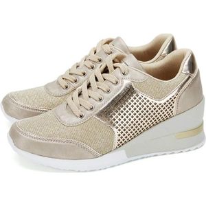 BASKET Baskets montantes à talon compensé pour femmes - Chaussures cachées à lacets - Z8HLW - Couleur Or - Taille 38