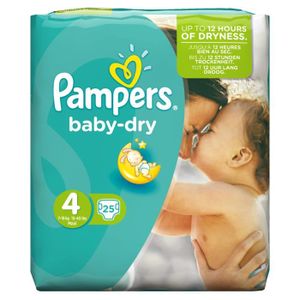 COUCHE PAMPERS Baby Dry Taille 4 7 à 18 kg 25 couches