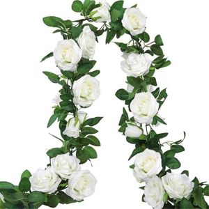 FLEUR ARTIFICIELLE Ancokig Lot de 2 guirlandes de roses artificielles