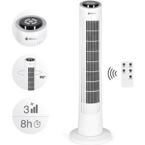 WOWDSGN Ventilateur Colonne Silencieux - Ventilateur Tour Oscillant 90°  avec Télécommande & Minuterie 15h, 3 Vitesses, Affichage LED- Noir 93cm