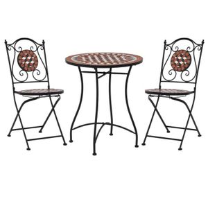 Ensemble table et chaise de jardin PAL Mobilier de bistro 3 pcs mosaïque Carreau céramique Terre cuite - VBE7734919599432