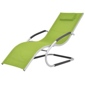 CHAISE LONGUE Chaise longue avec oreiller Aluminium et textilène Vert 47780
