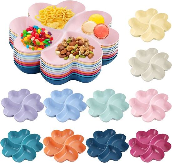 4 Assiettes Enfant 5 Compartiments - Incassables Micro-ondes Lave-vaisselle