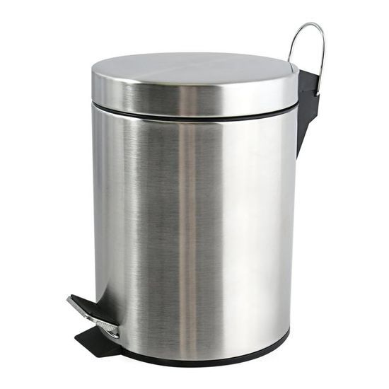 WENKO Poubelle Otranto Acier Inox Satiné 3L Avec Couvercle Oscillant - Idéale Salle De Bain Et Cuisine