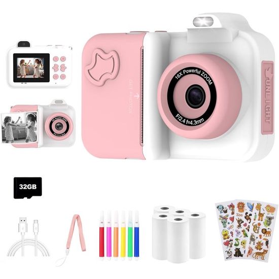 Appareil Photo Instantané Pour Enfants HD – Impression Thermique Noir & Blanc, Vidéo 1080p, 32Go SD, Filtres, Cadres, MP3 – Cadeau Fille/Garçon 4-12 Ans Appareil Photo Instantané Pour Enfants HD – Impression Thermique Noir & Blanc, Vidéo 1080p, 32Go SD, Filtres, Cadres, MP3 – Cadeau Fille/Garçon 4-12 Ans