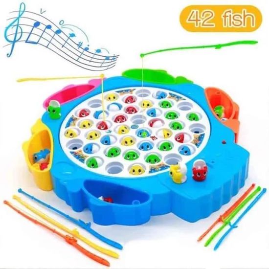 Jeu De Pêche Magnétique Pour Enfants - 2 étages Lumineux Et Musical - 4 Cannes à Pêche - 26 Poissons - Cadeau 2-6 Ans