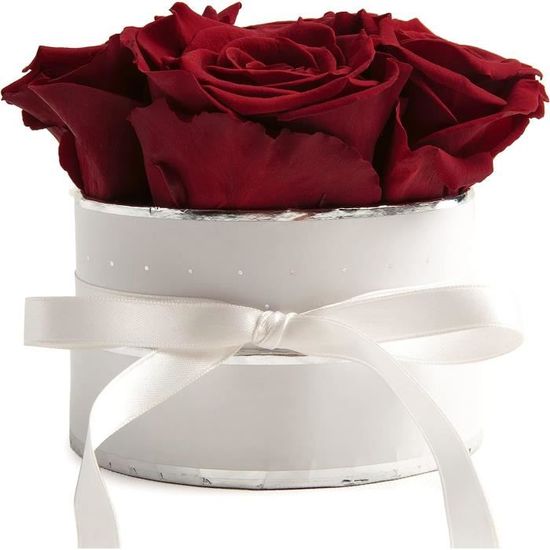 Boîte Cadeau 12 Roses Éternelles Stabilisées - Bouquet Noir En Boîte Blanche - Fleurs Qui Durent Des Années - Cadeau Romantique