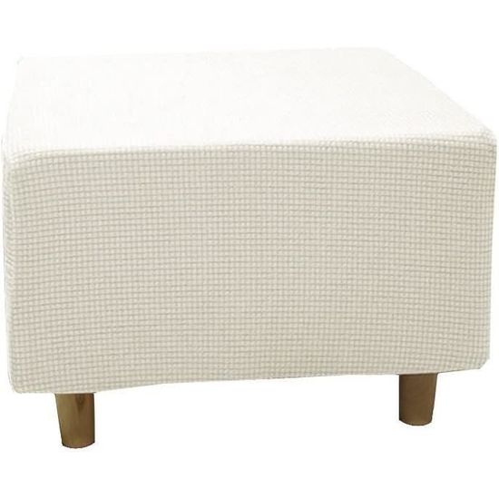 Housse Ottoman Rectangulaire Extensible - Protection 5 Côtés - Taille 60x40x30cm - Gris