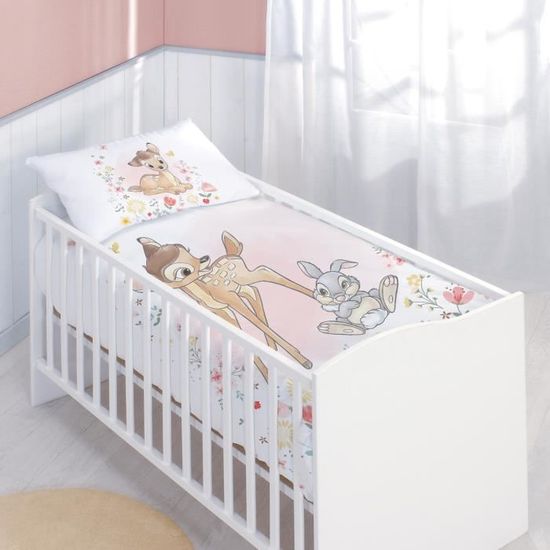 Parure de lit bébé 100% coton DISNEY BAMBI - PAPILLON - Rose - Enfant - Mixte - 100x135 cm
