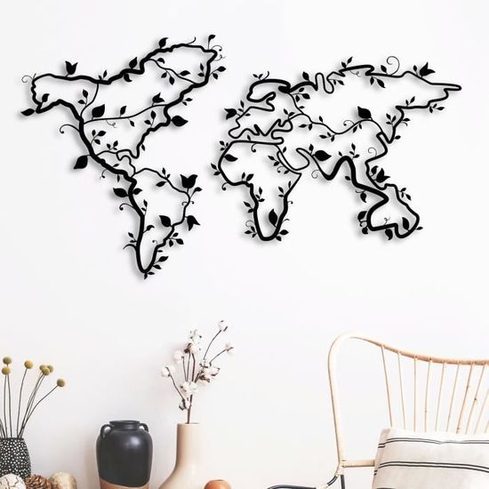 Carte du monde - Noir (98 x 55 cm) Décoration murale métal noir, Déco  murale métal noir, Décoration murale métallique, Déco salon