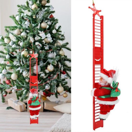 Père Noël escalade une corde, rétroéclairage LED, Douceur d'intérieur