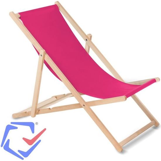 Chaise longue bain de soleil pliante à dossier réglable rose
