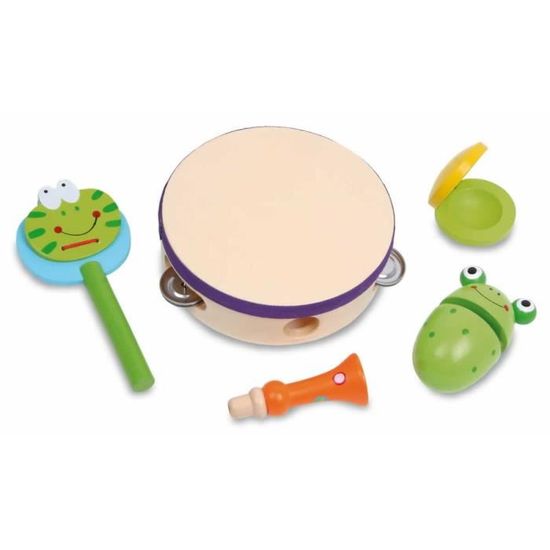 LOGOPLAY Set De 5 Grenouilles Sonores En Bois - Instruments De Musique Pour Enfants