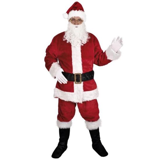 Costume complet adulte homme Père Noël en fourrure - PTIT CLOWN - Taille S/M - Rouge et blanc