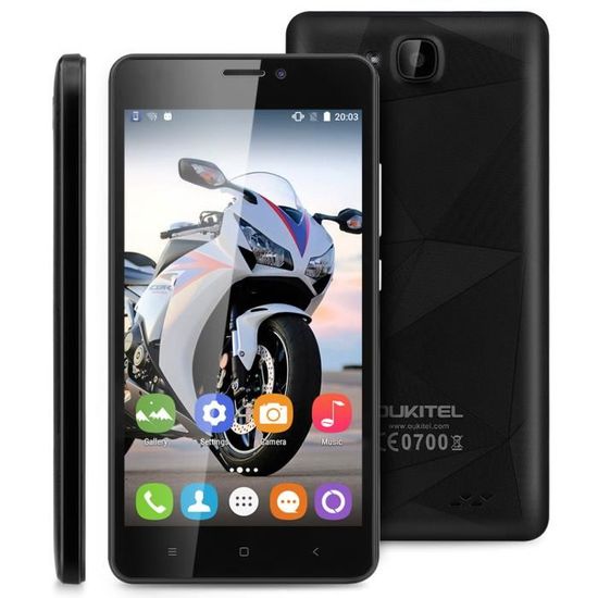 OUKITEL C3 5.0" 3G Smartphone MT6580 Quad Core Android 6.0 1GB RAM 8GB ROM Débloqué Noir