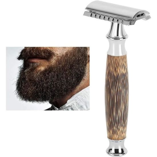 Rasoir Manuel À Lame Double Face Manche En Bambou, Rasoir À Barbe — free download