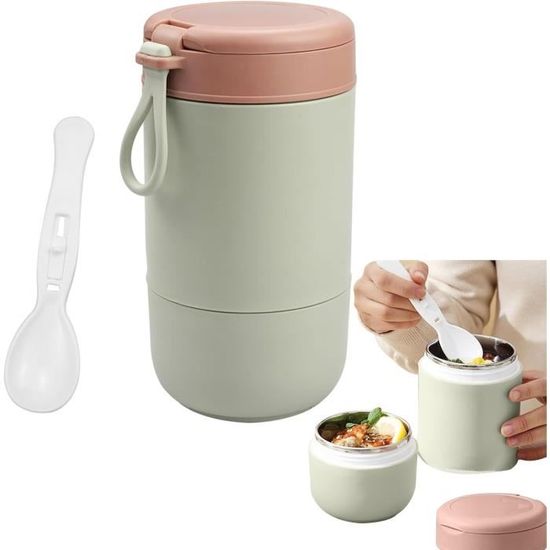 Thermos Repas Isotherme 500 Ml - Acier Inox 316 Avec Cuillère Intégrée - Garde Au Chaud 6 à 12 H - Pour école, Bureau, Pique-nique