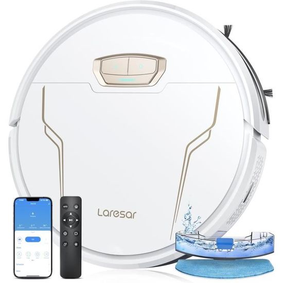 Laresar Clean Evol 3 Aspirateur Robot 4500Pa, Robot Aspirateur Laveur Ultra Silencieux & Fin de 7,6cm, Alexa/2.4WiFi/APP/Télécommande, Aspirateur Robot Laveur pour Tapis Sol Dur (Foncé Laresar Clean Evol 3 Aspirateur Robot 4500Pa, Robot Aspirateur Laveur Ultra Silencieux & Fin de 7,6cm, Alexa/2.4WiFi/APP/Télécommande, Aspirateur Robot Laveur pour Tapis Sol Dur (Foncé