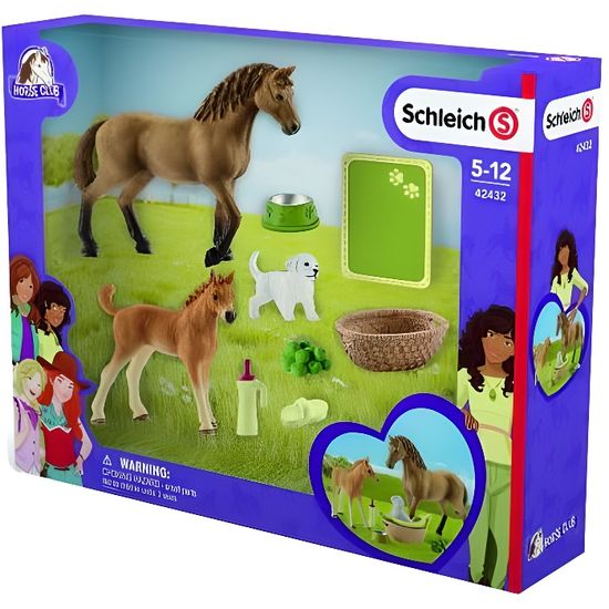 Figurine SCHLEICH - Les soins pour bébé animaux d'Horse Club Sarah - Modèle Quarter Horse - Jouet éducatif