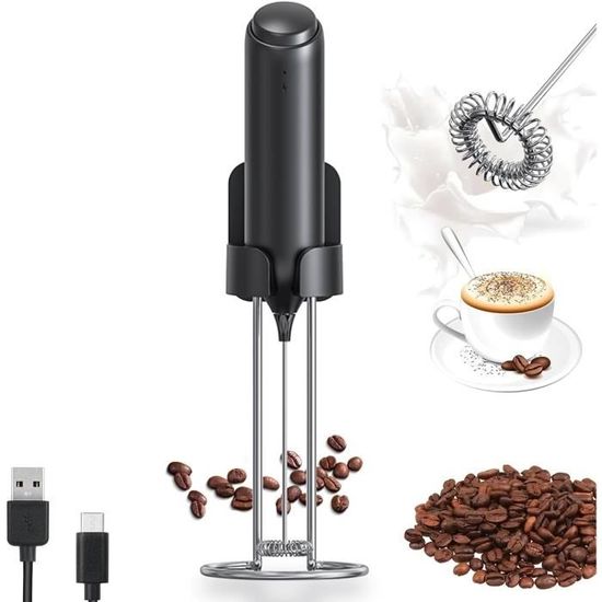 Mousseur à Lait électrique Puissant - Pour Latte, Cappuccino, Chocolat Chaud, Facile à Nettoyer, Design Ergonomique