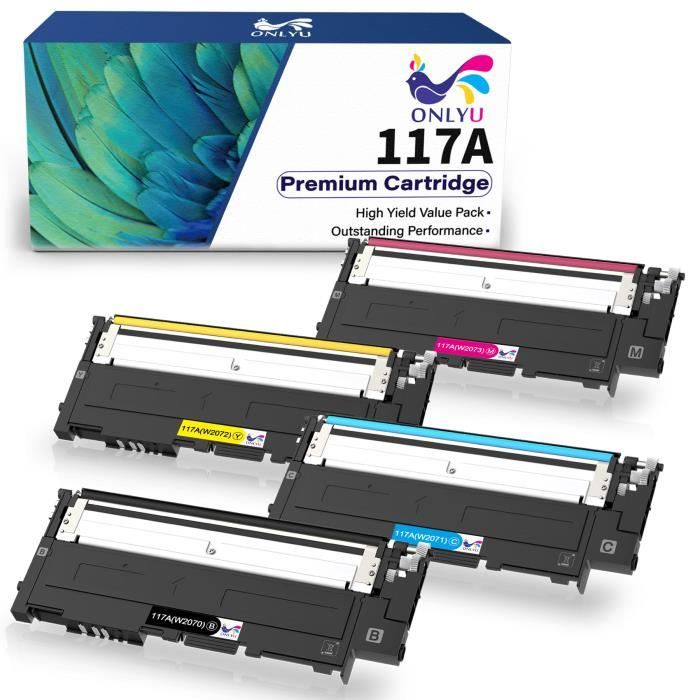 Pack De 4 Cartouches Toner KEENKLE Compatibles HP 117A - Noir, Cyan, Jaune, Magenta - Pour Imprimantes Laser Color MFP 178nw 179fnw