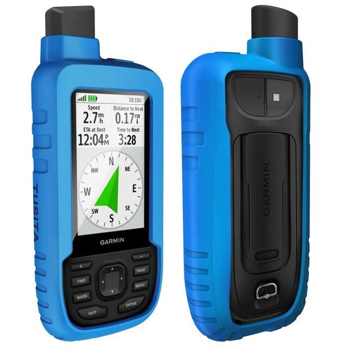 TUSITA Cas pour Garmin GPSMAP 66s 66st - Housse de Protection en Silicone Peau - Navigateur GPS Portable Accessoires (Bleu)