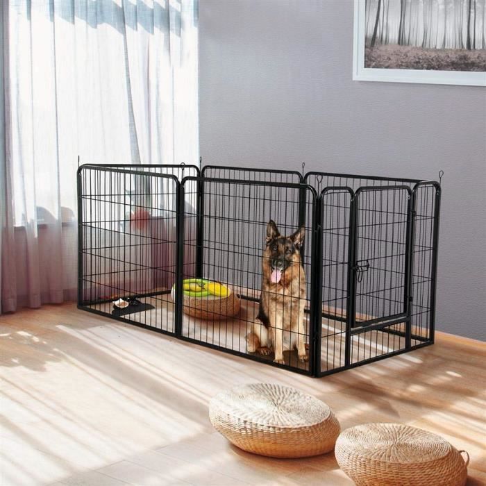 YL. Parc Enclos mobile réglable pour Chiens, Animaux Grillage Avec Porte de 6 Panneaux ( 80 * 60cm-piece )