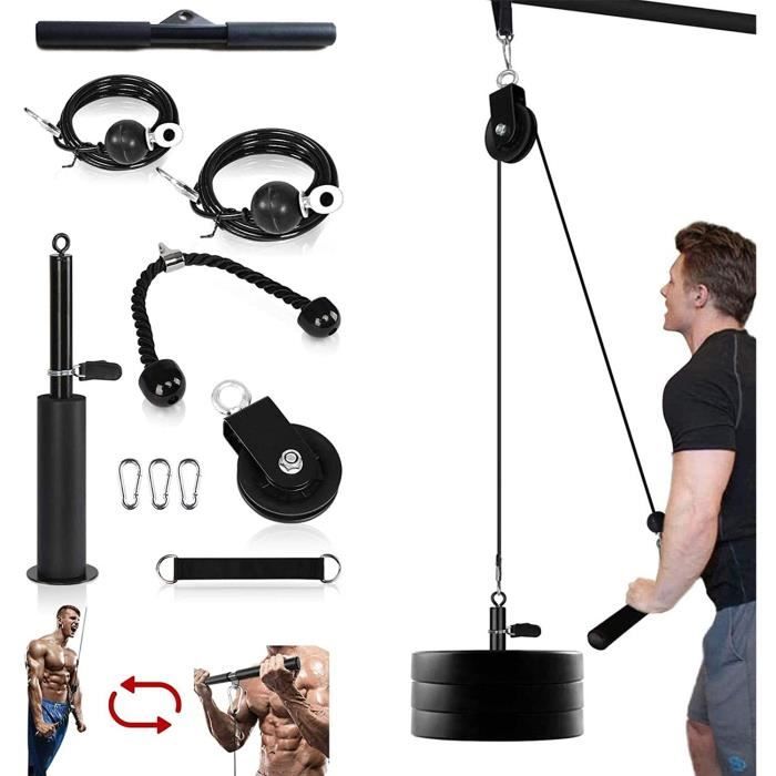 Poulie Musculation,poulie pour Cable, Musculation Poulie Rouleau De Poignet avec Poignées De Résistance Câble,Ensemble De Câble 47